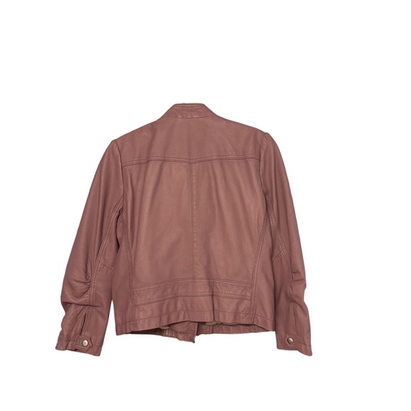 Rebecca Taylor 100% Lamb Leather Moto Jacket – Mauve Blush, Size 6 - Picture 3 of 8